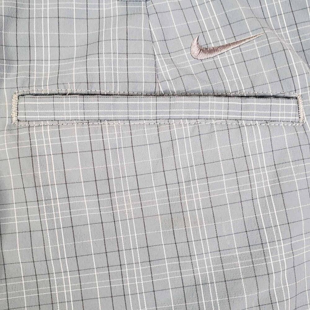 Nike Golf Shorts Tech Men’s 34 Dri-Fit Gray Plaid Flat Front Chino Performance - Picture 6 of 10